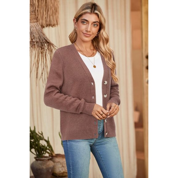 Women's Wool Blend Cardigan Sweater Button Down Long Sleeve Casual Warmth - Picture 5 of 7